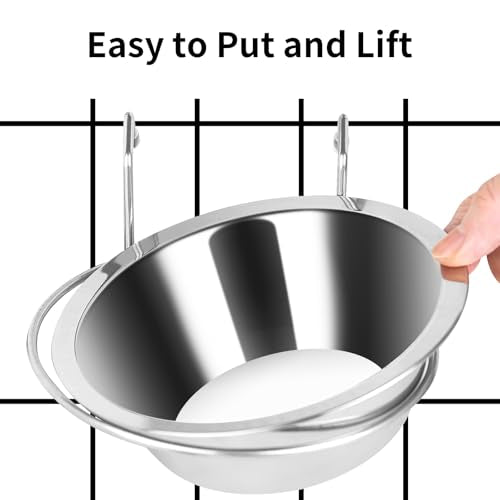 Fri4Free 2PCS 8oz Stainless Steel Hanging Kennel Water Bowls | Easy to Use, No Spill, Fits Small Crate Kennel Cage Catio, For Dogs Puppies Cats Small Pet, Food & Water Feeding Holder