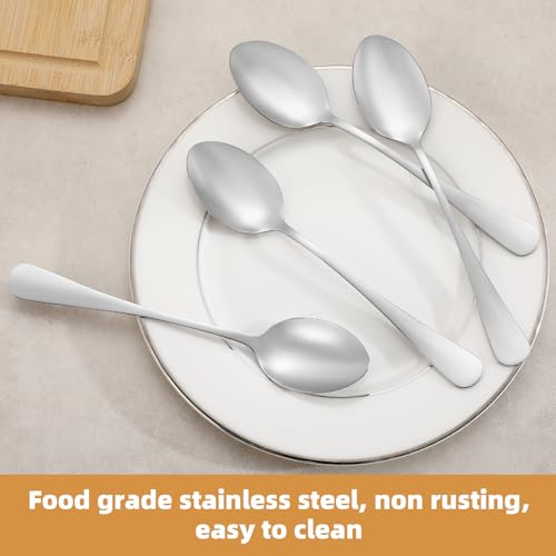 12 Pcs Dinner Spoons Set, Food-Grade Stainless Steel Tablespoons, Durable Metal Table Spoon, Cutlery Soup Spoons Silverware for Home, Kitchen or Restaurant, Mirror Polished, Dishwasher Safe - 7 Inch