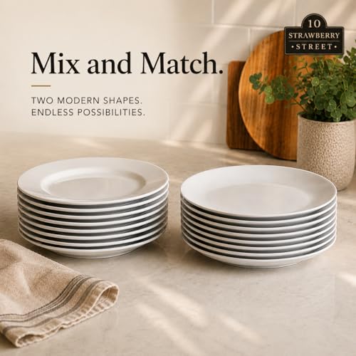 10 Strawberry Street Simply White 10.5" Round Dinner Plate, Set of 6