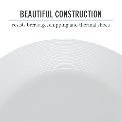 Martha Stewart Opalton Dinner Plates 6-Piece 10-Inch Plate Set – Chip and Break Resistant Opal Glass Plates - White