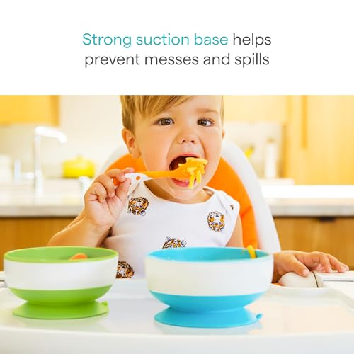 Munchkin Stay Put Suction Bowls for Baby, 3 Pack, Blue/Green/Purple