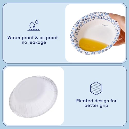 JOLLY CHEF 156 Count Paper Bowls 12 oz Disposable | Soak Proof, Heavy Duty Printed Disposable Small Bowls Bulk for Dinner or Thanksgiving
