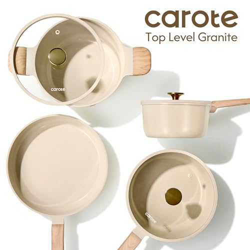 CAROTE 22pcs Ceramic Cookware Sets, Pots and Pans Set