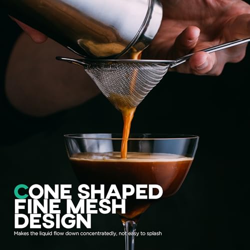 Homestia 304 Stainless Steel Fine Mesh Strainer, Sieve Sifter For Tea, Food | 3.3'' Kitchen Small Strainer Fine Mesh, Sieve Filter for Tea, Fruits, Juicing, Drinks, Coffee, Cone Cocktail Bar Strainer