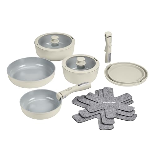 Cuisinart ClickSmart Ceramic Pots and Pans Set, 13-Pc, Tahini, D53C-13BG