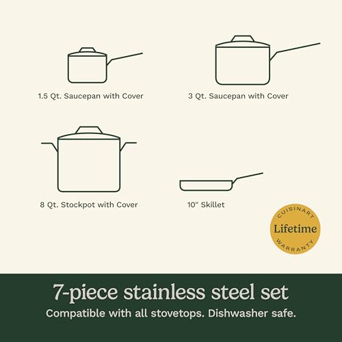 Cuisinart Chef's Classic Stainless Steel Pots and Pans Set, 7 pc, 77-7P1