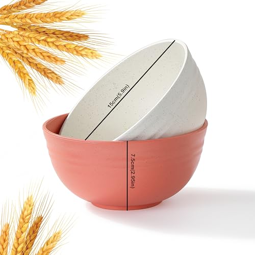 8PCS Cereal Bowl, Ohola Unbreakable Wheat Straw Cereal Bowls, Microwave & Dishwasher Safe Kitchen Bowls for Cereal, Snack, Soup, Salad and Rice, MultiColors, BPA Free, 26oz (Ser of 8)