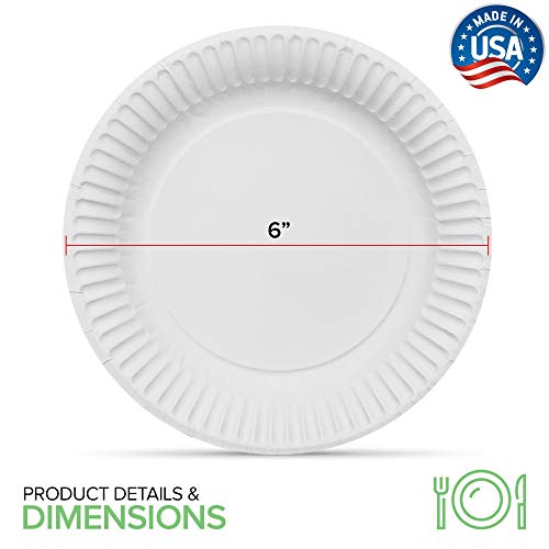 Stock Your Home 6-Inch Paper Plates Uncoated, Everyday Disposable Dessert Plates 6" Paper Plate Bulk, White, 100 Count