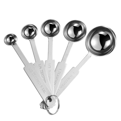 5PCS OstWony Measuring Spoons Set, Includes 1/8, 1/4, 1/2, 1 tsp, 1 tbsp | Measuring Spoons Set,Includes 1/8 tsp,1/4 tsp,1/2 tsp,1 tsp,1 tbsp,Stainless Steel measuring cups, Teaspoon for Measure