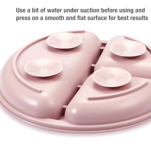 PandaEar 3 Pack Toddler Plates, Silicone Divided Suction Plate for Babies, BPA-Free 100% Food-Grade Silicone Unbreakable Baby Plate, Pink/Linen/Light Pink