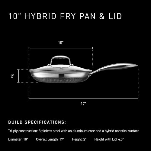 HexClad 10" Hybrid Nonstick Frying Pan with Lid, Dishwasher & Oven Safe