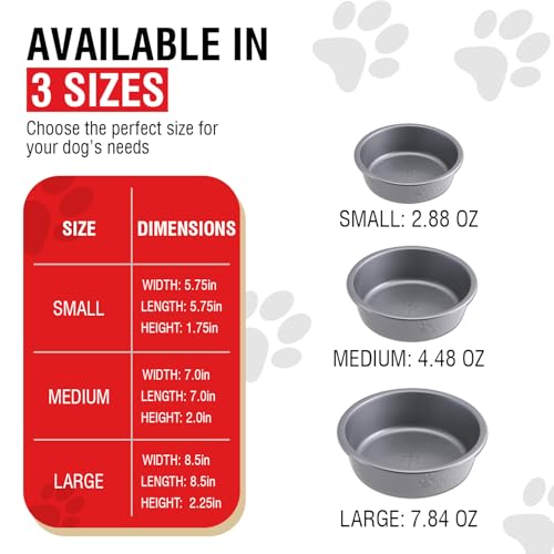 Loving Pets Dolce Luminoso Dog Bowl, Non-Skid Plastic Bowl, Large, Silver | Durable Plastic Pet Food & Water Bowl, Tip-Resistant Design, Embossed Paw Details, BPA-Free & Dishwasher Safe