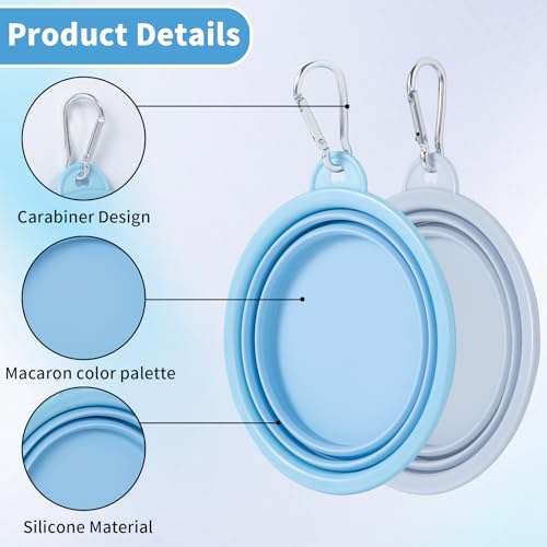 SLSON Collapsible Dog Bowl Silicone, 2Pack Macaron Color Pet Travel Bowls | Foldable Water Feeder Dish for Small to Large Dogs Cat Walking Hiking Camping (Macaron Light Green and Light Yellow, Small)