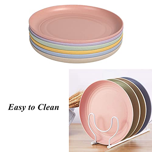 CAMBUY Wheat Straw Plates 6 Pack 5.9 Inch Small Appetizer Plate Set | Unbreakable Lightweight Reusable Dishwasher & Microwave Safe Daily Use Dinner Dishes for Kitchen Outdoor Camping