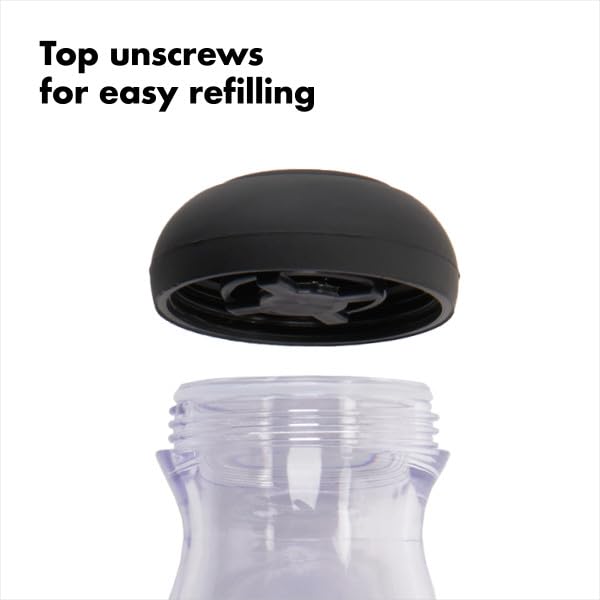 OXO Good Grips Soap Dispensing Palm Brush | Dish Scrub, Safe for All Cookware, Push-Button to Dispense Soap, Easy to Refill, Ideal for Cleaning Dishes