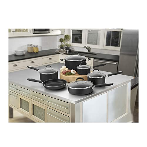 Cuisinart Pots and Pans Set, Nonstick w/Aluminum Core, 11-Piece, Black