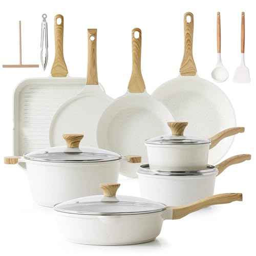 SENSARTE 23 PCS Non Toxic Ceramic Cookware Set, Non Stick Pots and Pans,