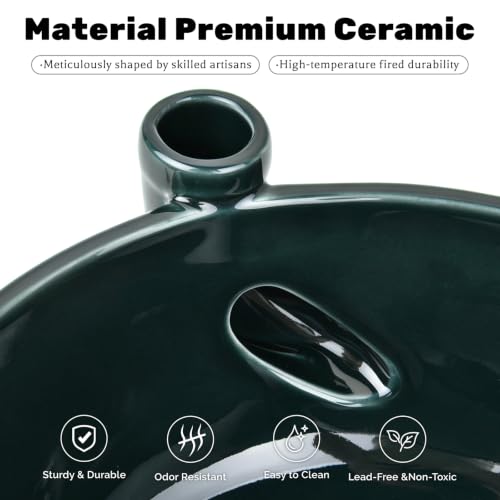 Ceramic Berry Washing Bowl with Auto-Spin Swirl Drainage | Self-Rinsing Fruit Bowl, Multi-Functional Berry Colander for Strawberries, Blueberries, and Grapes