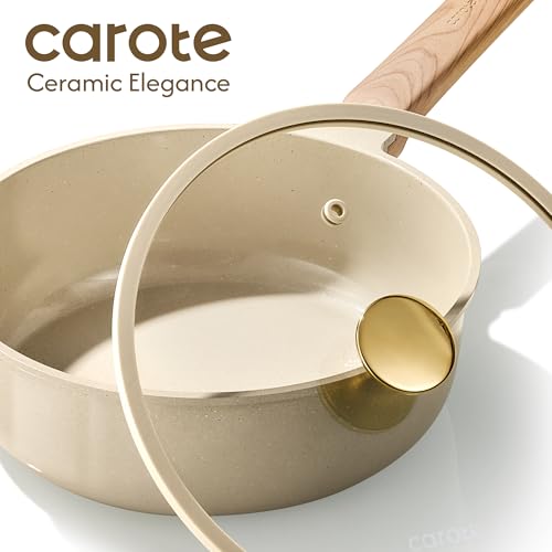 CAROTE 22pcs Ceramic Cookware Sets, Pots and Pans Set