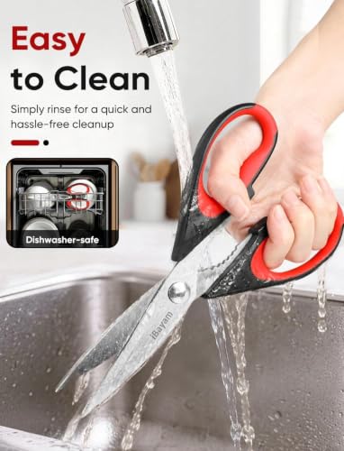 iBayam Kitchen Scissors Shears All Purpose Heavy Duty, Protective Sheath | 2-Pack, Ultra-Sharp Stainless Blades, Soft Comfort-Grip, Dishwasher Safe, Cooking Tool & Gadget Sets Poultry Kitchen Utensils