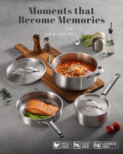 Titanium Cookware set | Hammered Titanium pans for cooking with Lids