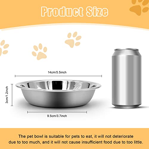 MicoSim Stainless Steel Cat Bowl-Shallow Wide Flat Cats Food Bowls,Metal Kitten Dishes Whisker Friendly Fatigue Relief,Replacement Basic Kitty Plates for Elevated Stand,Dishwasher Safe（Set of 5）