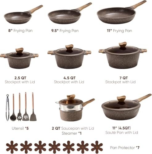 CAROTE 26pcs Pots and Pans Set Non Stick Cookware Sets