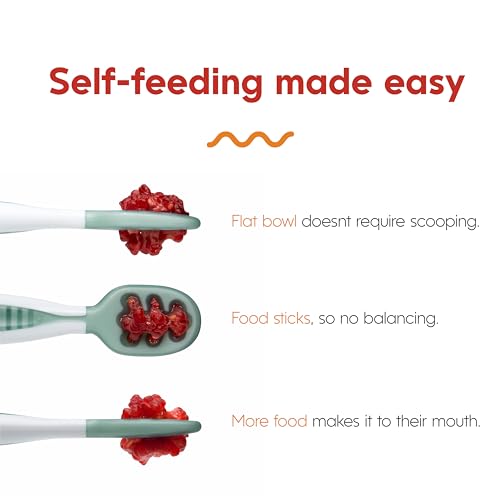 NumNum Baby Spoons Self Feeding 6 Months, 6-Pack Rainbow | First Stage Silicone Pre Spoon Utensils For Baby Led Weaning, BPA Free Baby Feeding Essentials, Dishwasher Safe