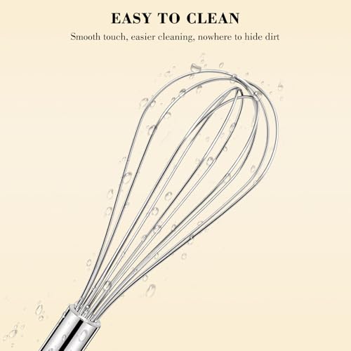 NileHome 3-Pack Stainless Steel Whisk Set, Kitchen Utensils for Cooking | Food-grade Material,Dishwasher Safe,8in+10in+12in,Easy to Clean and Store,Perfect for Cooking,Whisking and Blending