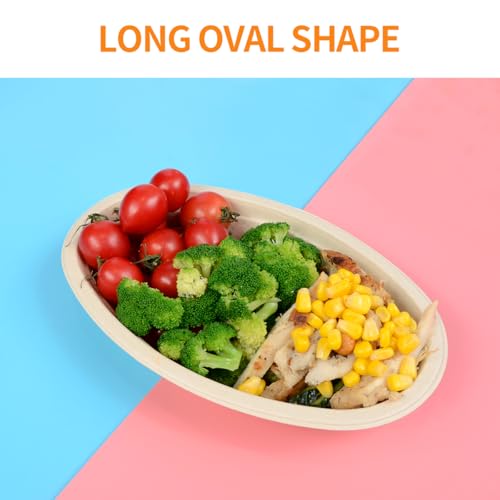 Celel 28 oz Oval Paper Bowls 100 Pack For Burrito, Nacho, Taco Salad | PFAS-Free Oval Disposable Bowls As Nacho Trays Chipotle Serving Bowls Taco Boats, Compostable Microwavable Taco Bar Supplies