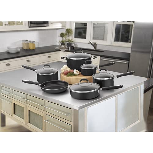 Cuisinart Pots and Pans Set, Nonstick w/Aluminum Core, 11-Piece, Black