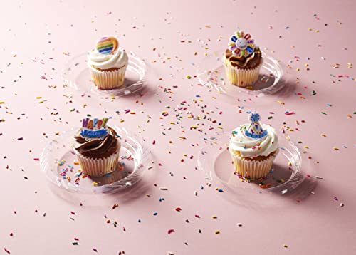 Munfix 6 Inch Clear Plastic Dessert Plates Set 200 Bulk Pack Disposable | Cake Plates for Dessert & Appetizers, Parties, BBQ, Picnic Party, Travel and Events, Microwavable Recyclable