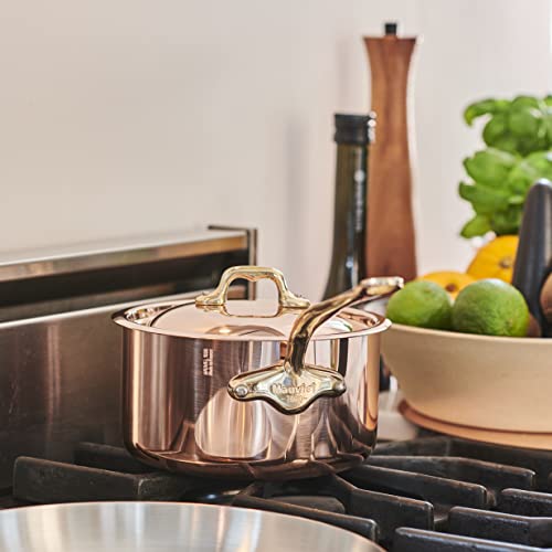 Mauviel M'Heritage 150 B 1.5mm Polished Copper & Stainless Steel 12-Piece Cookware Set With Brass Handles, Made In France