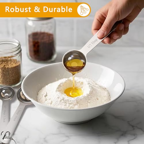 TILUCK Stainless Steel Measuring Cups & Spoons Set,Coffee Scoop Spoon | Kitchen Gadgets for Cooking & Baking,Set of 6