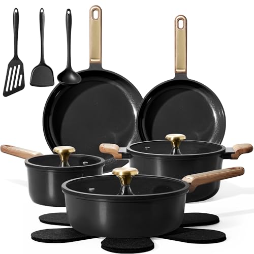 CAROTE Ceramic Cookware Sets, Pots and Pans Set, 16pcs