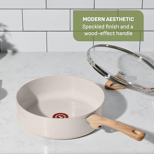 T-Fal Revive Ceramic Nonstick Pots and Pans Set, 12-Piece, Beige Granite