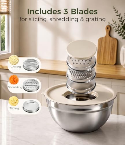 RFAPPMV Stainless Steel Mixing Bowls: 6-Piece Prep & Storage Set with Lids | Heavy-Gauge Anti-Warp - 0.7/1.1/1.5/2.1/3.5/4.5 QT Stainless Steel Bowls for Mixing & Serving - Stackable Set Saves 70% Space