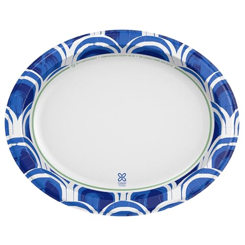 Dixie Ultra Disposable Paper Platters, 10" x 12.5", 25 Count | Serving platters for appetizers, side dishes, and party food, durable, sturdy design with leak resistance and easy cleanup