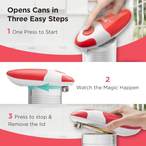Kitchen Mama Auto Electric Can Opener, Battery Operated, Red | Automatic, Hands Free, Smooth Edge, Food-Safe, Effortless Everyday Use