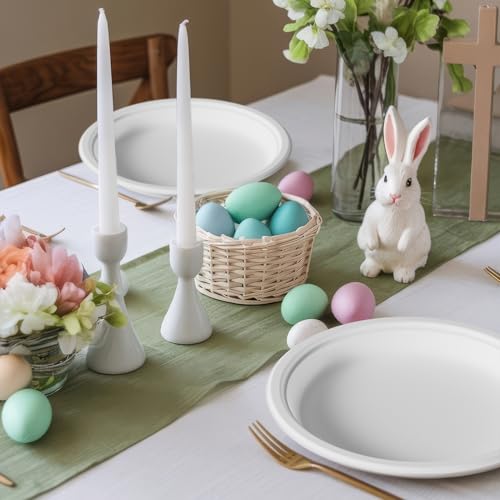 ECOLipak 10 in 150 Pack White Compostable Disposable Paper Plates for Party | Heavy Duty, Biodegradable, Made of Eco-friendly Sugarcane Bagasse, Ideal for Dinner, Picnic, Wedding, Birthday, Daily use