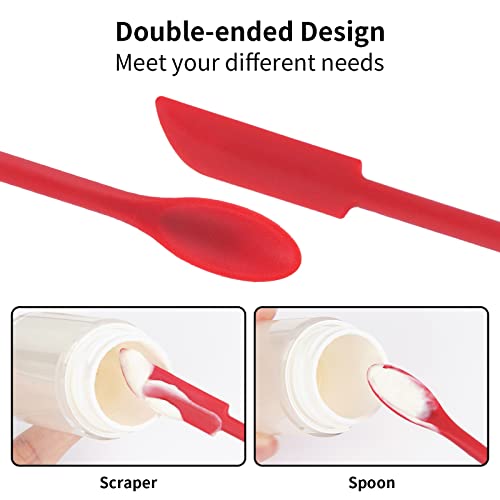 Cuttte 2pcs Mini Makeup Spatula Silicone Skincare Spatula Set for Cosmetic | Small Foundation Lotion Scrapers, Reusable Beauty Tiny Tool, Thin Jar Scraper for Kitchen, Get Last of Makeup Out, Black Red