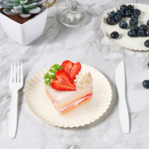 FOCUSLINE 6 Inch Paper Plates 1000 Count, White Small Plates Uncoated | Dessert Paper Plates Bulk, Lightweight Disposable, Perfect for Desserts, Snacks, Cakes, Picnics, Parties, Everyday Dining