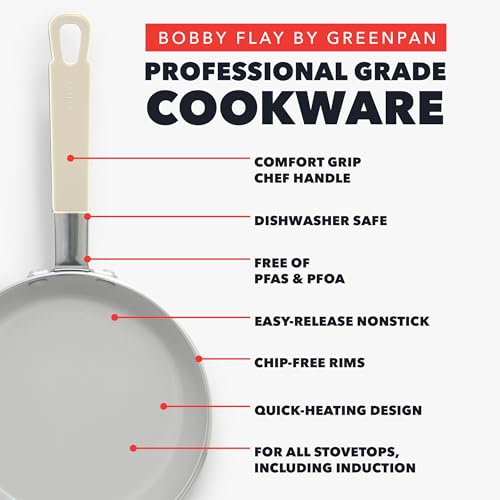 GreenPan x Bobby Flay 13 Piece Ceramic Nonstick Cookware Set, Cream White