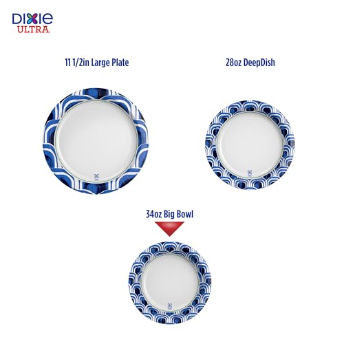 Dixie Ultra Large Paper Bowls, 34 oz Disposable Bowls, 34 Count | Heavy duty paper bowls for easy cleanup, Disposable bowls for hot soup, microwave safe, soak-proof shield, durable