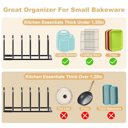 Fikoksol Cutting Board Organizer Storage, Baking Sheet Rack under Cabinet | Heavy Duty Cookie Sheet Organizer, Metal Cutting Board Holder, Space-saving Plate Holder for Cabinet, Tray Divider for Drawer