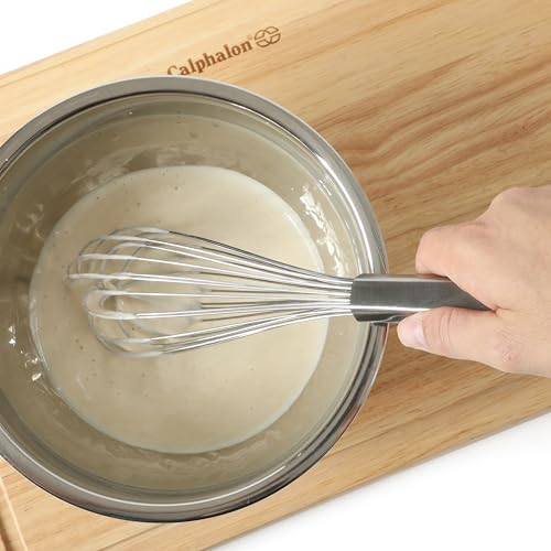 Calphalon Prime 8-Inch Balloon Whisk, Stainless Steel Kitchen Whisk for Eggs, Batter & Small Batch Mixing, Heavy-Gauge Wire Whip with Weighted Handle for Control