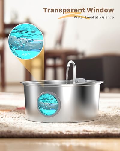 Pet Water Fountain for Large Dogs: Metal Dog Fountain with 6 Filters + 3 Sponges