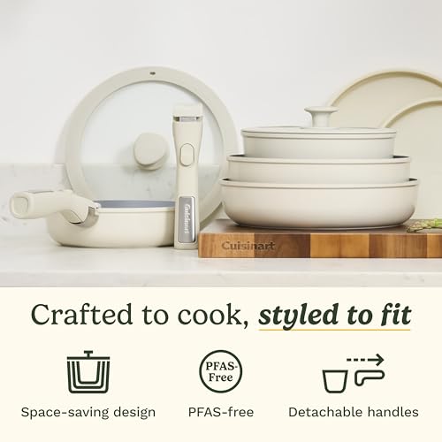Cuisinart ClickSmart Ceramic Pots and Pans Set, 13-Pc, Tahini, D53C-13BG