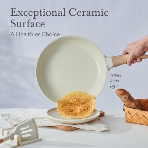 USELUCK 22-Piece Ceramic Cookware Set with Utensils, Pots and Pans Set