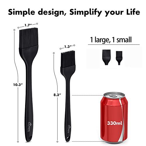HOTEC 600℉ Heat Resistant Silicone Basting &Pastry Brushes, Black 2 | BPA Free, Dishwasher Safe Spread Oil Butter Sauce Marinades, BBQ Grill Barbecue Baking Kitchen Cooking